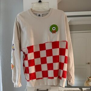 Disney Red and Cream Checkered Men’s Sweater